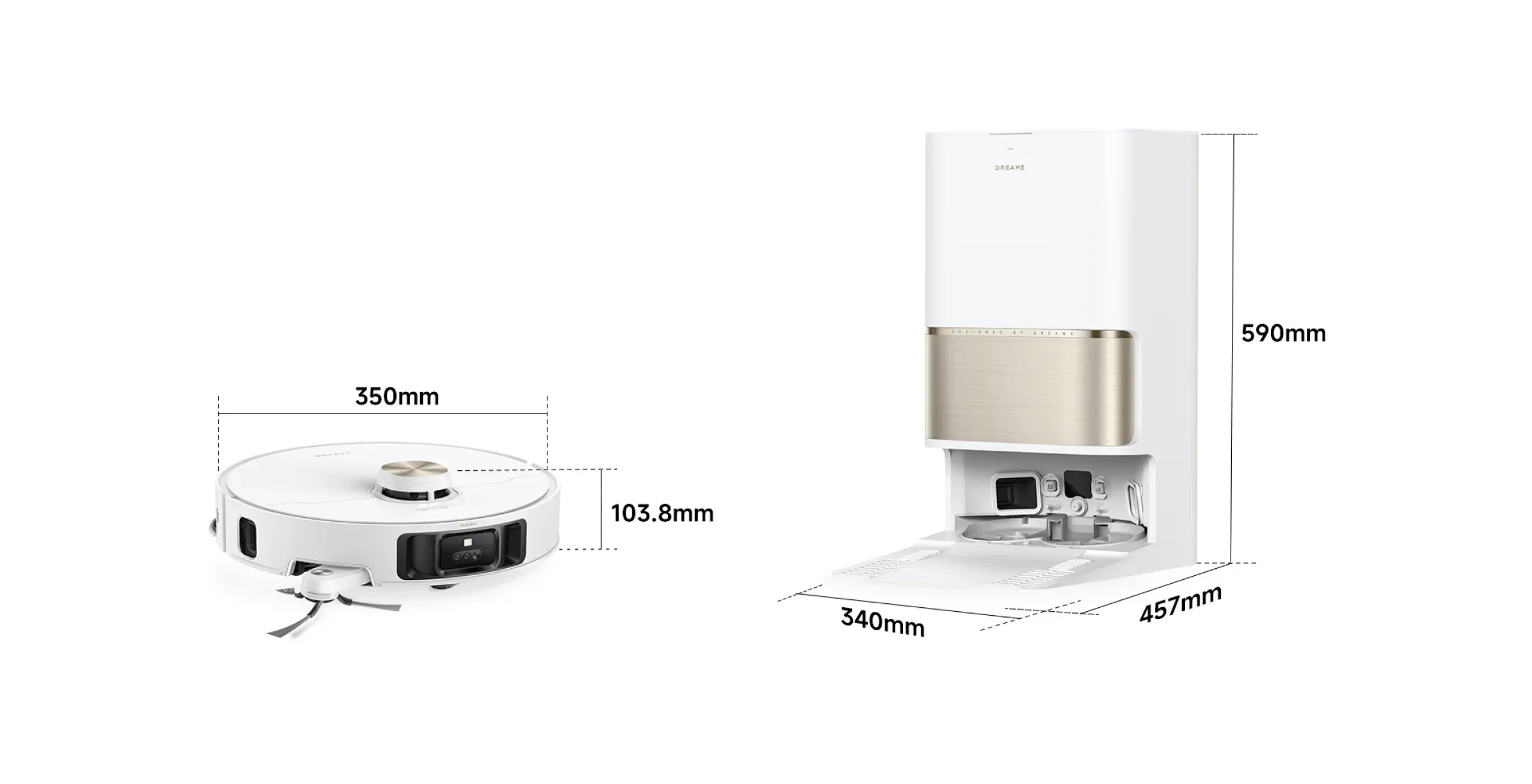 Dreame L50s Pro Ultra-ის რობოტისა და სადგურის ზომები